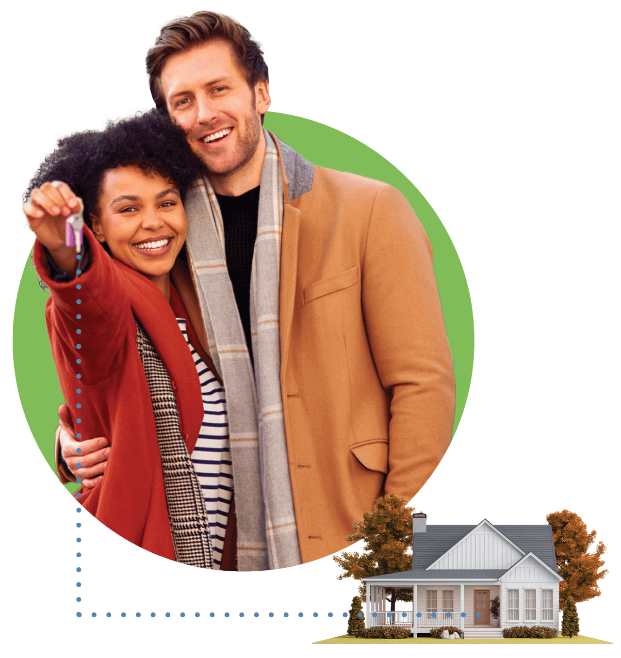 Happy couple holding house keys